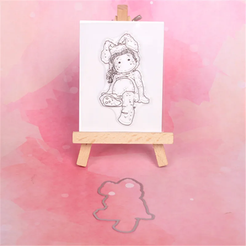 

Lovely girl Metal Cutting Dies or Transparent Clear Stamp for DIY Scrapbooking/photo album Decorative Card making