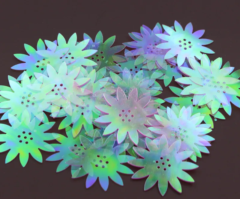 

50Pcs/lot 33mm Rose Red Transparent AB Flower Flat Loose Sequins Paillette Sewing Wedding Craft Decoration Scrapbook For DIY