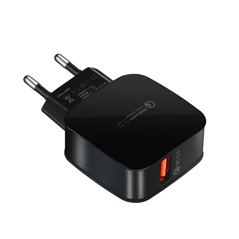 A. s USB зарядное устройство Quick Charge 3,0 быстрое зарядное устройство QC3.0 USB адаптер зарядное устройство для мобильного телефона зарядное устройство s+ 1 м Micro USB кабель - Тип штекера: EU Charger Black