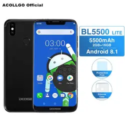 DOOGEE BL5500 lite 6,19 дюймов 19:9 Android 8,1 мобильный телефон MT6739 4 ядра 2 ГБ + 16 ГБ 13MP две задних камеры 5500 мАч отпечатков пальцев