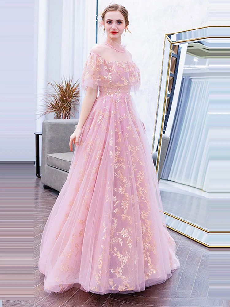 Вечернее платье с высоким воротником, открытой спиной, Robe De Soiree, с коротким рукавом, женские вечерние платья 2019, длинные, большие размеры