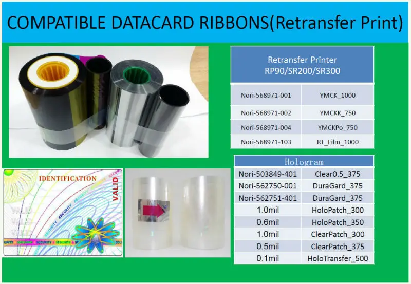 Datacard Color ribbons (Retransfer)