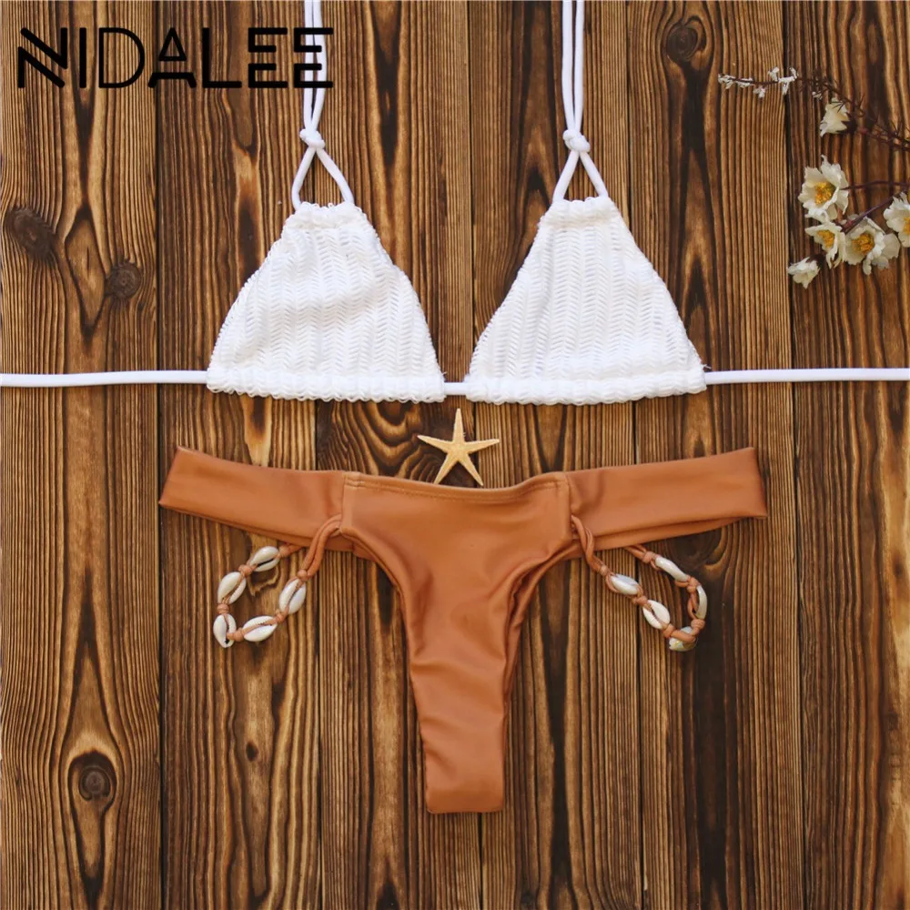 DINALEE Conch rope bikinis set shell bandage swimwear White Push Up