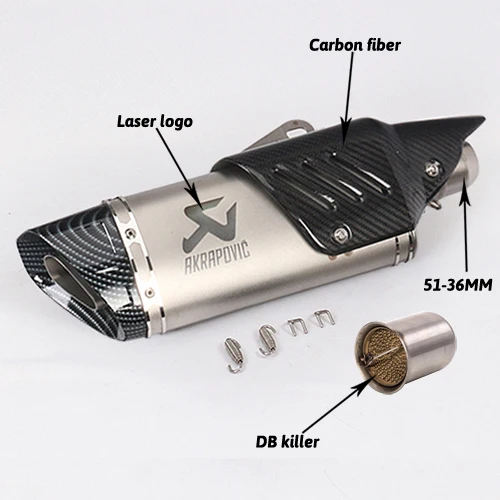 500cc 600cc r11 мотоциклетный, из углеродного сплава глушитель выхлопной трубы R6 R1r3 CBR500 Z750 выхлопной трубы круглый глушитель escape moto - Цвет: E