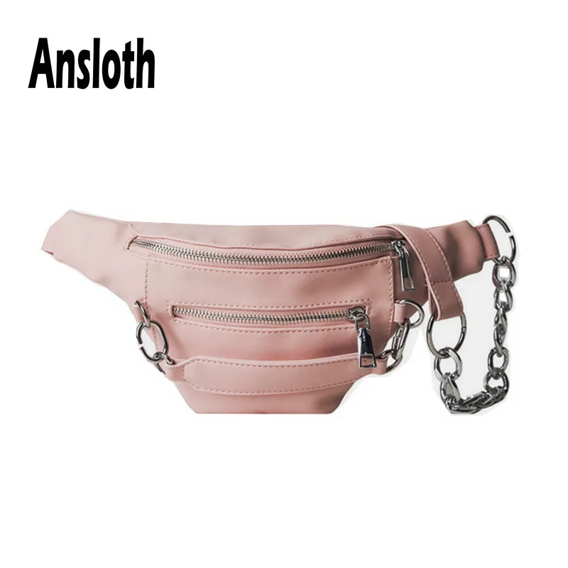 

Ansloth Newest Banana Bag For Women Simple Solid Color Waist Bag Ladies Casual Belt Pack PU Leather Waist Pack Chest Bag HPS573