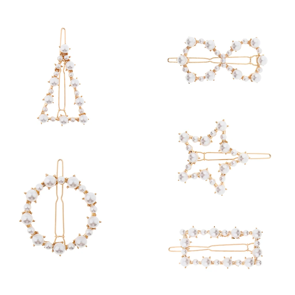 Artificial Pearls Metal Hair Clip Clamp Hairpins Headpiece Hair Accessories - 5 Exquisite Styles to Choose