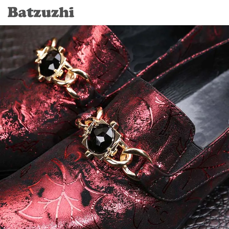 Batzuzhi Роскошные острый носок Для мужчин Кожаные модельные туфли Обувь модные красные оксфорды Обувь Для мужчин Вечерние/Свадебные/Stage Sapato