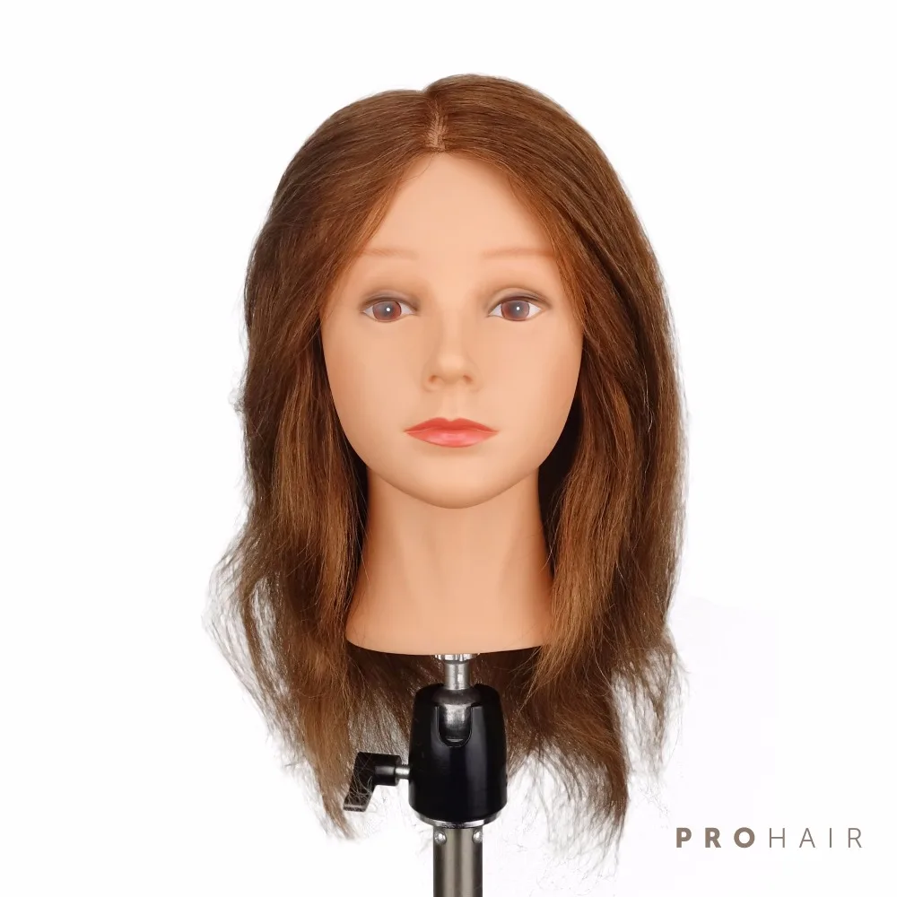 PROHAIR 40CM 16'' 93 Real Hair Light Brown Training Head Salon Female