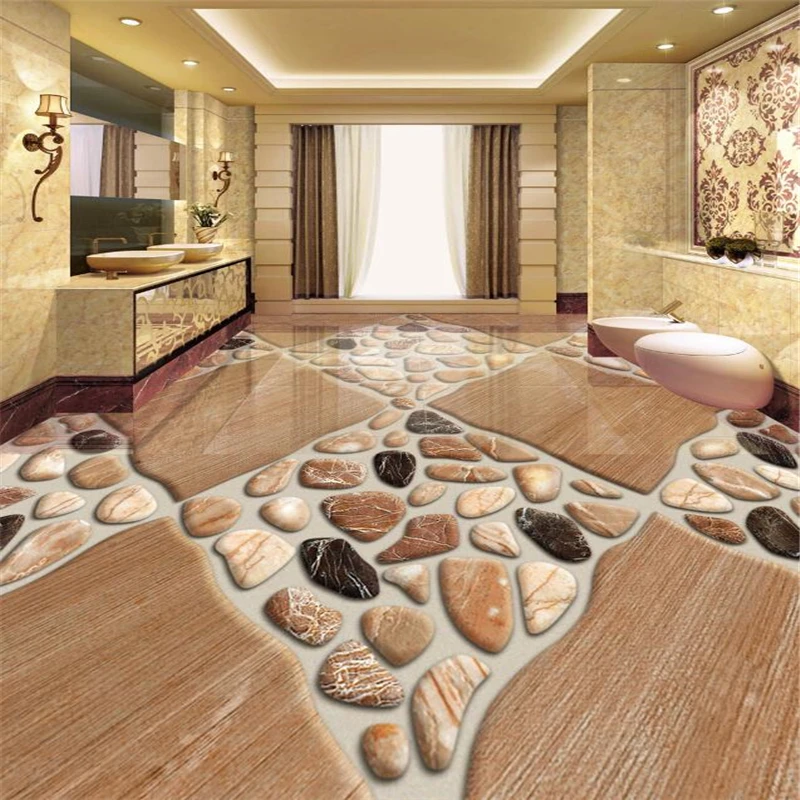 Beibehang Custom photo 3d wallpaper modern art pebble bathroom floor wallpaper 3d PVC wallpaper self-adhesive floor wallpaper 3d