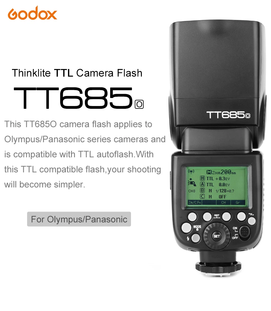 100% Original Godox TT685O 2.4G HSS 18000s i-TTL GN60 Wireless flash Speedlite Flash for OlympusPanasonic (3)