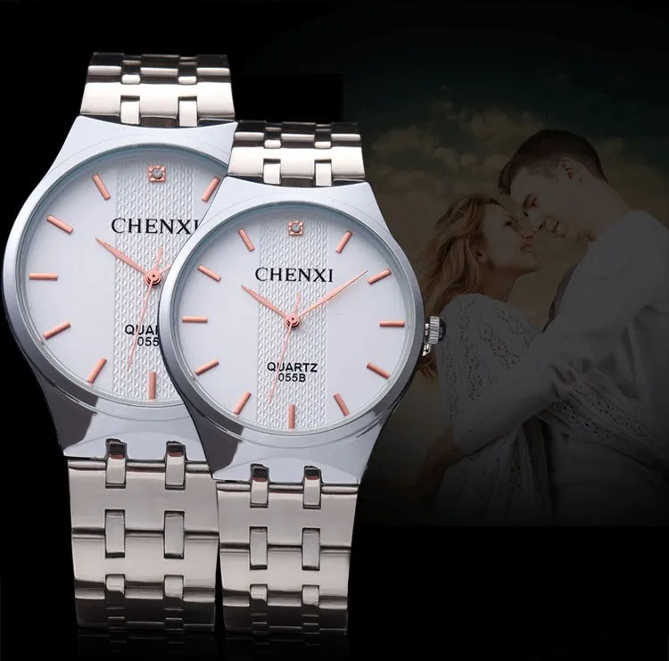 CHENXI часы от роскошного бренда из розового золота, мужские кварцевые часы relojes, полностью стальной ремешок, аналоговые повседневные мужские женские часы