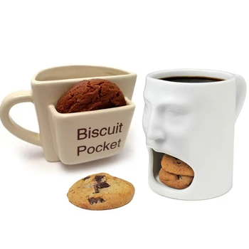 

Creative Coffee Mug With Biscuit Cookie Dessert Pocket Funny Mug Ceramic Mugs For Coffee Tea Cup Travel Coffee Cup Funny Gift