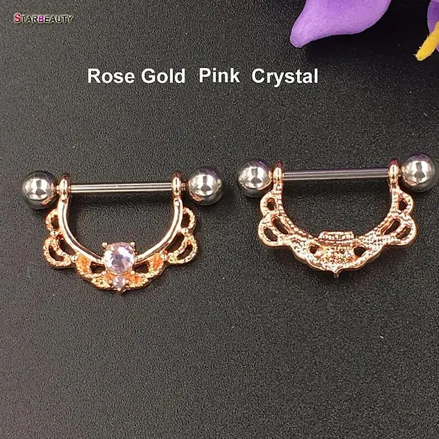 Hot Sale 2Pcs titanium Nipple Shield Piercing 14G Opal Nipple Rings