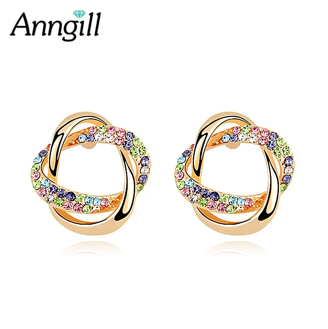 

ANNGIL Personalized Gold Color Earrings For Women New Brincos Crystals From Swarovski Earing Fashion Jewelry Valentines Day Gift