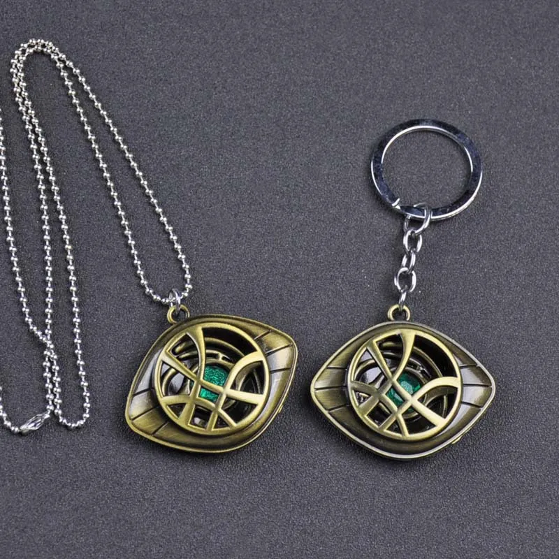 

New Avengers Doctor Strange Glasses Keychain Infinity Time Stones Necklace Keychain Marvel Figure Model Pendant Children's Gift