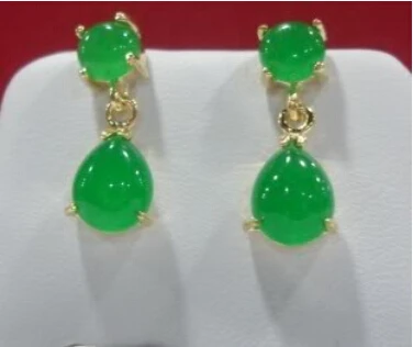 

Free shipping >>>>>>Natural green Chalcedony Drop sway earring AAA
