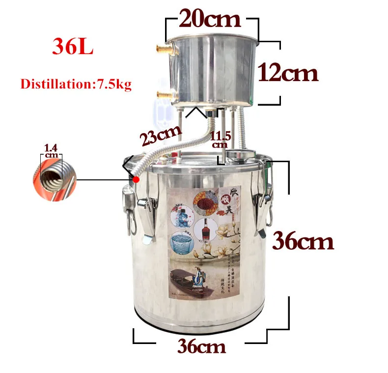 10л/22л/36л/пищевая нержавеющая сталь экстракция эфирного масла гидролатный дистиллятор домашнее оборудование для пивоварения DIY инструмент для бара