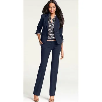 

CUSTOM MADE navy 2 piece set women business suits formal office suits work one button slim fit female trouser elegant pant suits