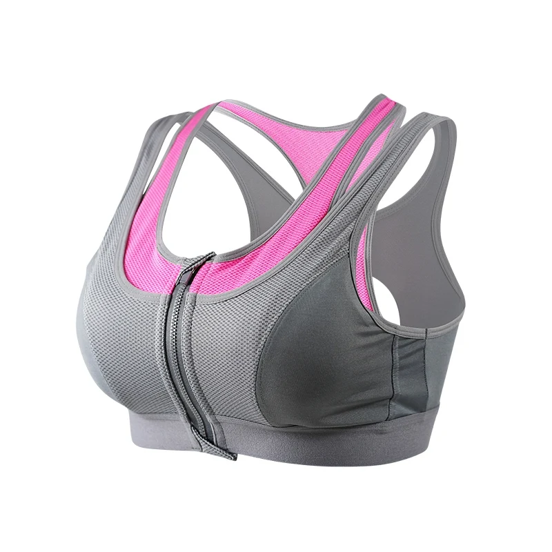Aucassie quick Dry high strength zipper Sports Bra For Running Gym