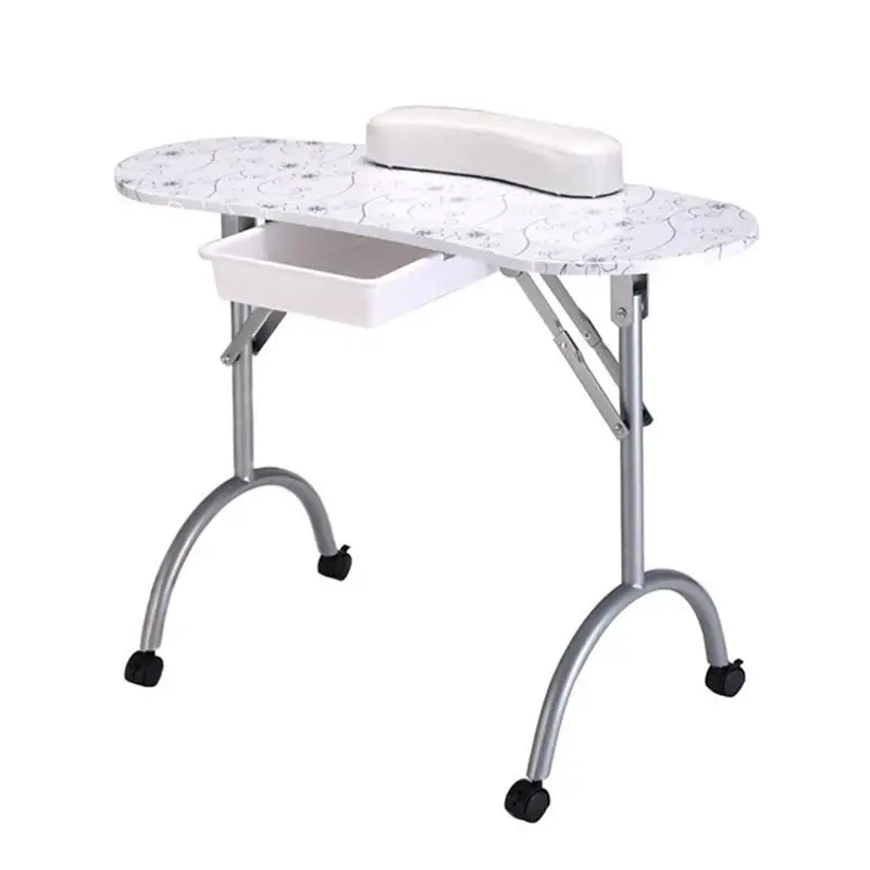

RUIMIO Portable Manicure Nail Table Station Desk Spa Beauty Salon Equipment (White Flowers) D30
