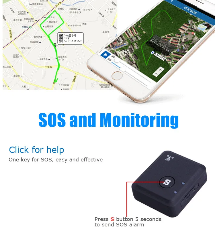 LBS GSM трекер поддерживает IOS и Android приложение, SMS, веб-сайт контролируется, SOS сигнализация, сигнализация с голосовым датчиком, датчик вибрации, голосовой монитор