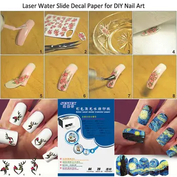 

30sheets/lot Laser Water Decal Paper A4 Clear Color Waterslide Decal Paper Water Transfer Paper for Ceramic, Nail, Glass, flower