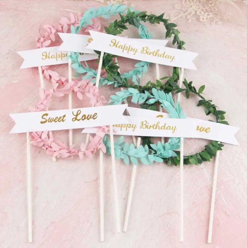 

1PCs Birthday Topper Leaf Cupcake Toppers Baby Shower For Girls Cake Toppers For Wedding Party Decoration Supplies