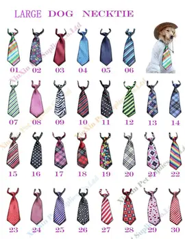 

100pcs Wholesale Large Dog Neckties Mix 30 colors Large ties for pet adjustable neck from 35-60cm Ties for Big Dogs Dog Grooming