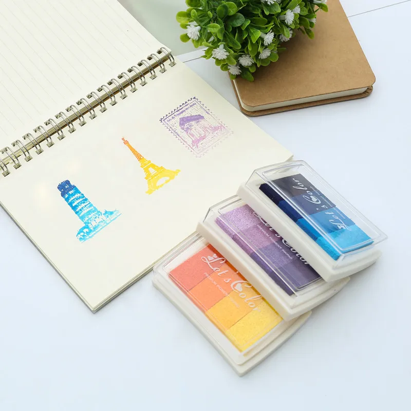 

WCIC Gradient Ink Pads for Rubber Stamp Card Making Decor Fingerprint Stamp Accessories DIY Colorful Sponge Ink Pad Scrapbooking