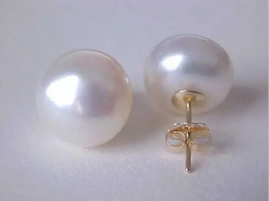 

Free Shipping >>>>fashion 12mm natural south sea white pearl earrings 14K gold
