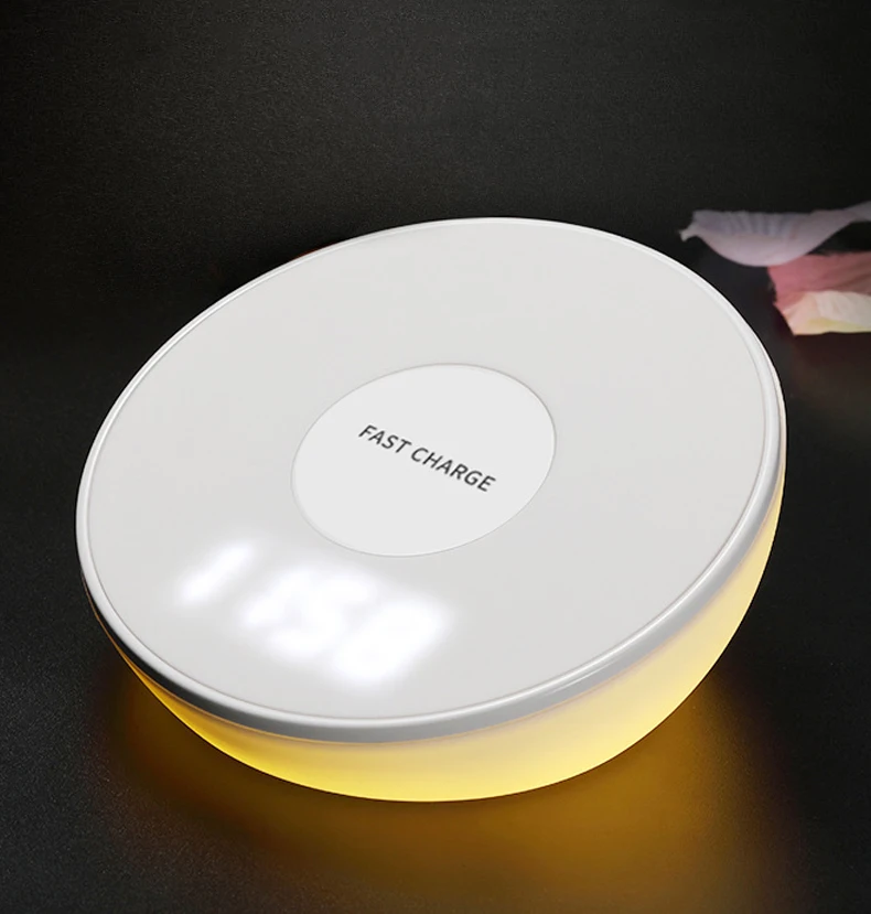 

Hadinas Wireless Charger with Alarm Clock Soft Light Qi Wireless Charging for iPhone X XR Xs Max 8 Plus Samsung S10 S9 New