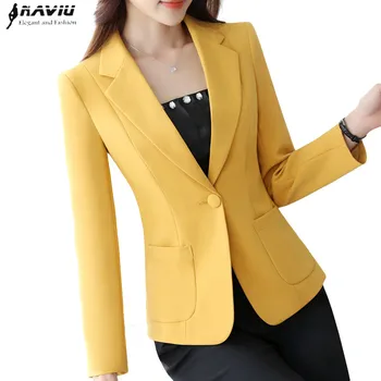 

Naviu New Fashion High-Quality Blazer Straight and Smooth Jacket For Office Lady Style Formal Work Wear Plus Size Coat