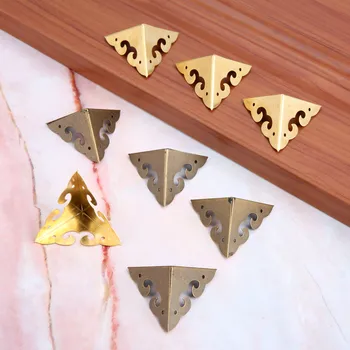 

4Pcs 35mm Chinese Antique Furniture Copper Wrap Angle Cabinet Door Gusset Corner Flower Corner Hardware Accessories