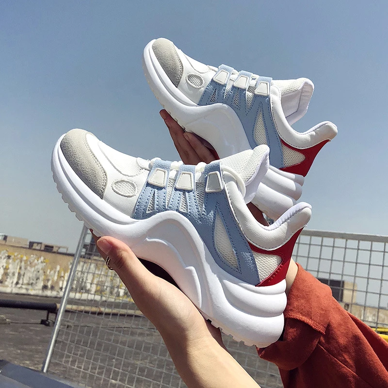 

Women Shoes White Chunky Sneakers 2019 Spring Women Vulcanized Shoes Fashion Trainers Baskets Sneakers Women Chaussures Femme