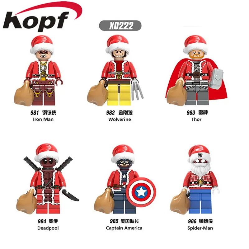 

X0222 Single Sale Super Heroes Bricks Merry Christmas Series Assemble Iron Man Thor Building Blocks For Children Toys Best Gift