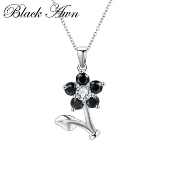 

Flower Silver Necklace Sterling Silver Design Fine Jewelry Trendy Engagement Necklaces for Women Wedding Pendants P164
