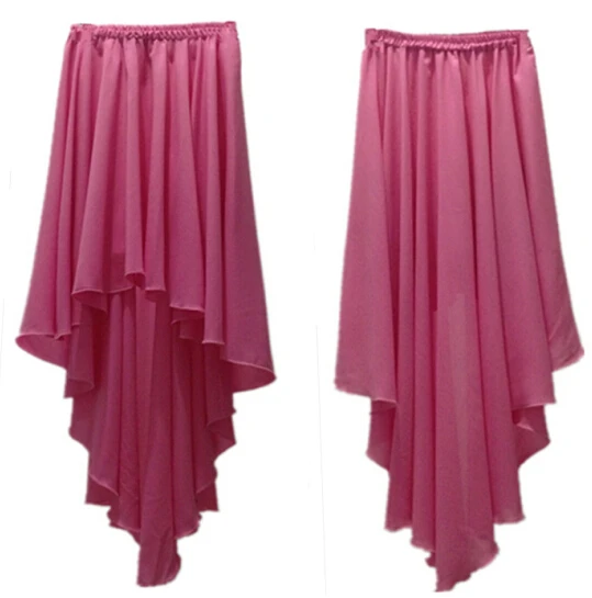 

2019 Spring and Summer women's brand pink color Irregular chiffon skirt,fashion plus size ruffles long skirts,party skirts