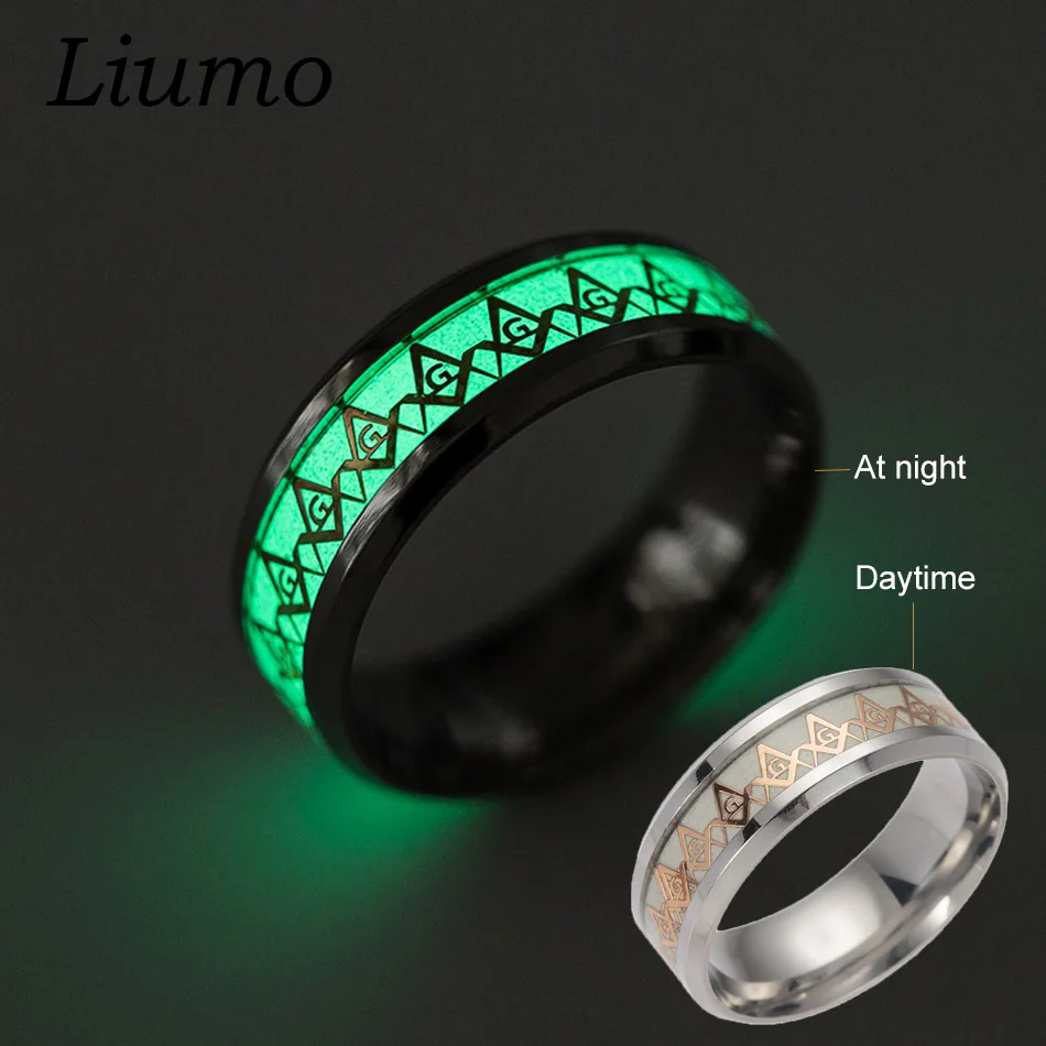 Liumo 2017 New Glow In The Dark 8mm Masonic Silver Gold