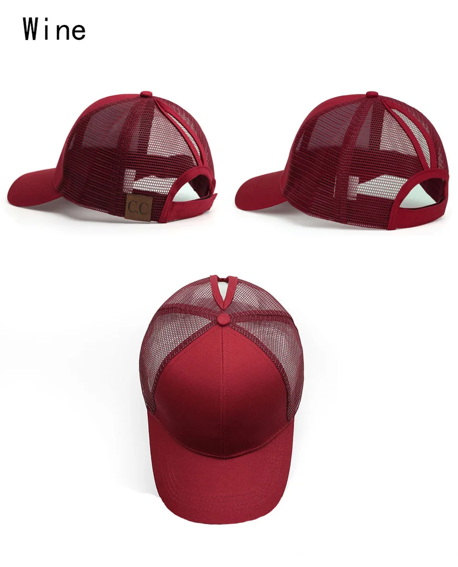Glitter Ponytail Baseball Cap Women Messy Bun Adjustable Snapback Hats Girls Adjustable Summer Mesh CC Caps Drop Shipping   (19)