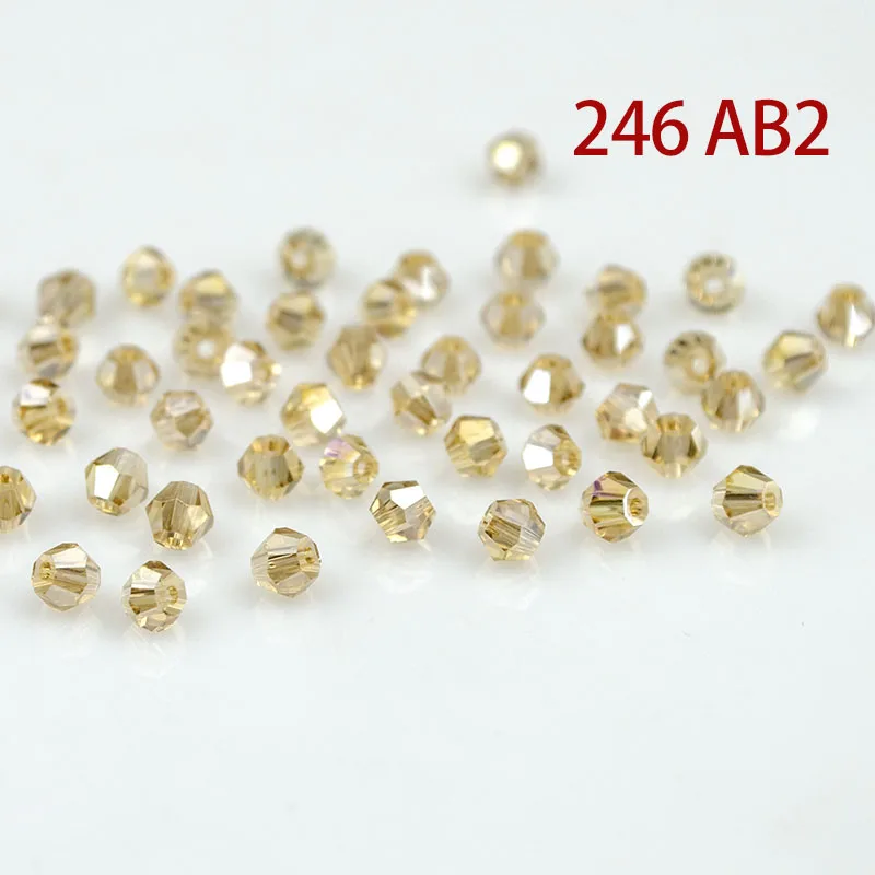 Кристалл AB Bicone Beads 5328/5301 100 шт./лот 4 мм чешские хрустальные бусины россыпью/граненые стеклянные бусины для одежды «сделай сам» - Цвет: 246AB2