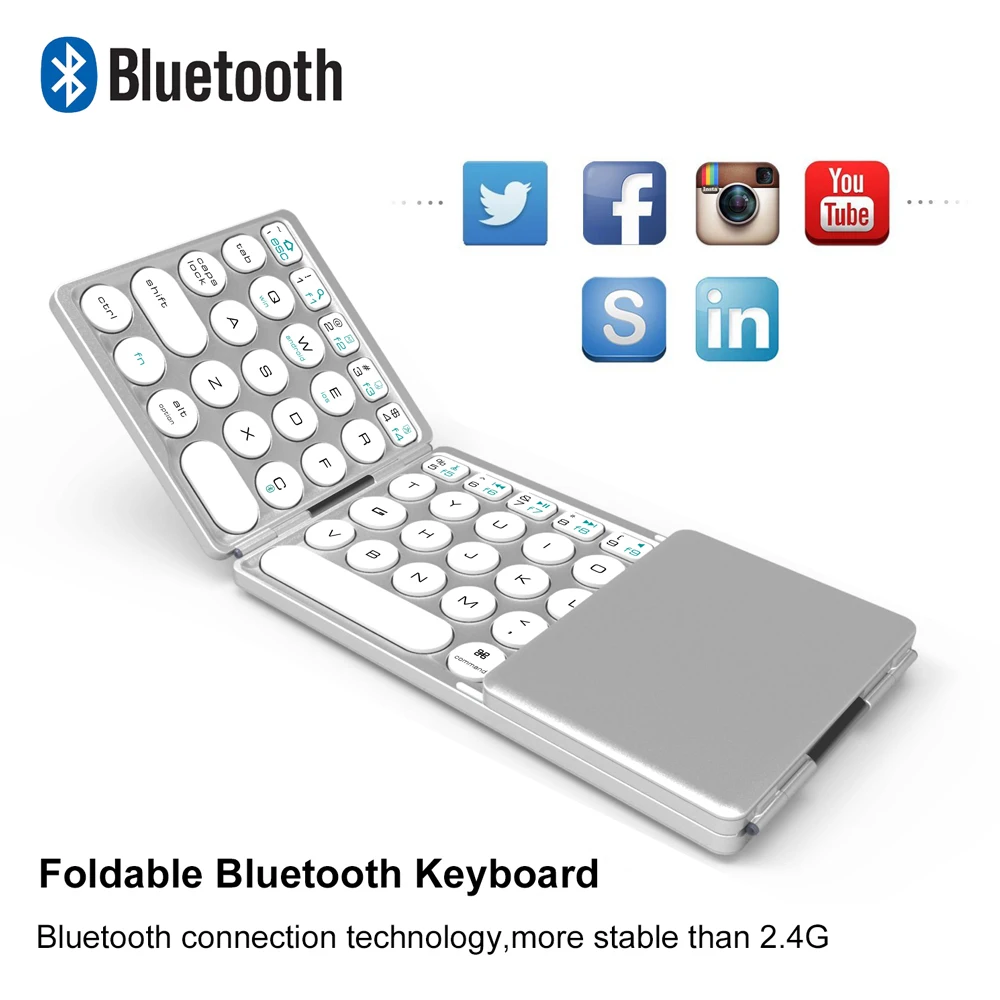 Koop Avatto Nieuwe B033 Draagbare Bluetooth Opvouwbare Mini Toetsenbord, opvouwbare Bt Draadloze Touchpad Toetsenbord Voor Ios Android Venster Ipad Tablet