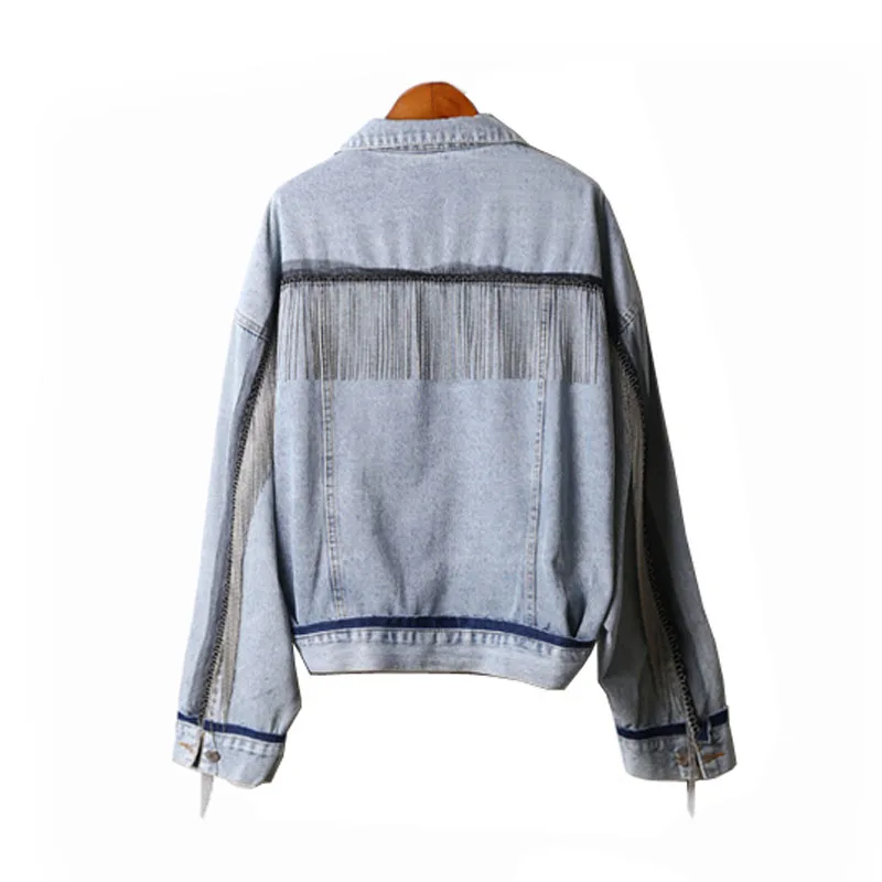 

PERHAPS U Women Denim Jacket metal tassel C0080