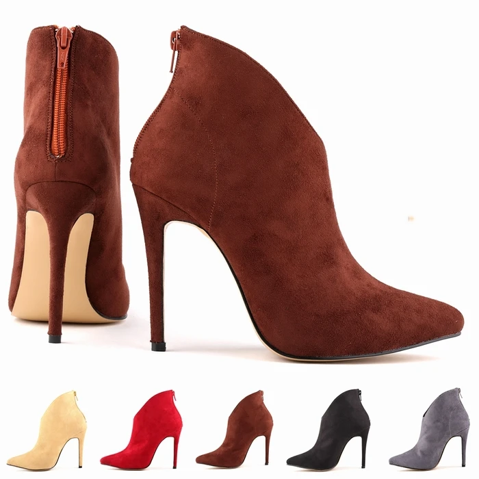 

FREE SHIPPING WOMENS FAUX VELVET HIGH STILETTO THICK HEEL PLATFORM ANKLE BOOTS SHOES US5-10 LADIES 769-1VE