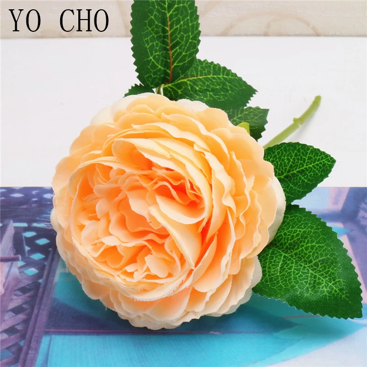 yellow White peony flower rose silk artificial flower home decoration wedding flowers  (6)