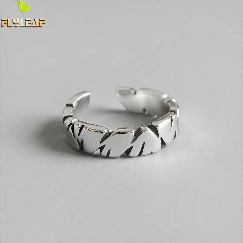 

Flyleaf 925 Sterling Silver Rings For Women Irregular High Quality Fashion Fine Jewelry Simple Open Ring Vintage Ins Style Gift