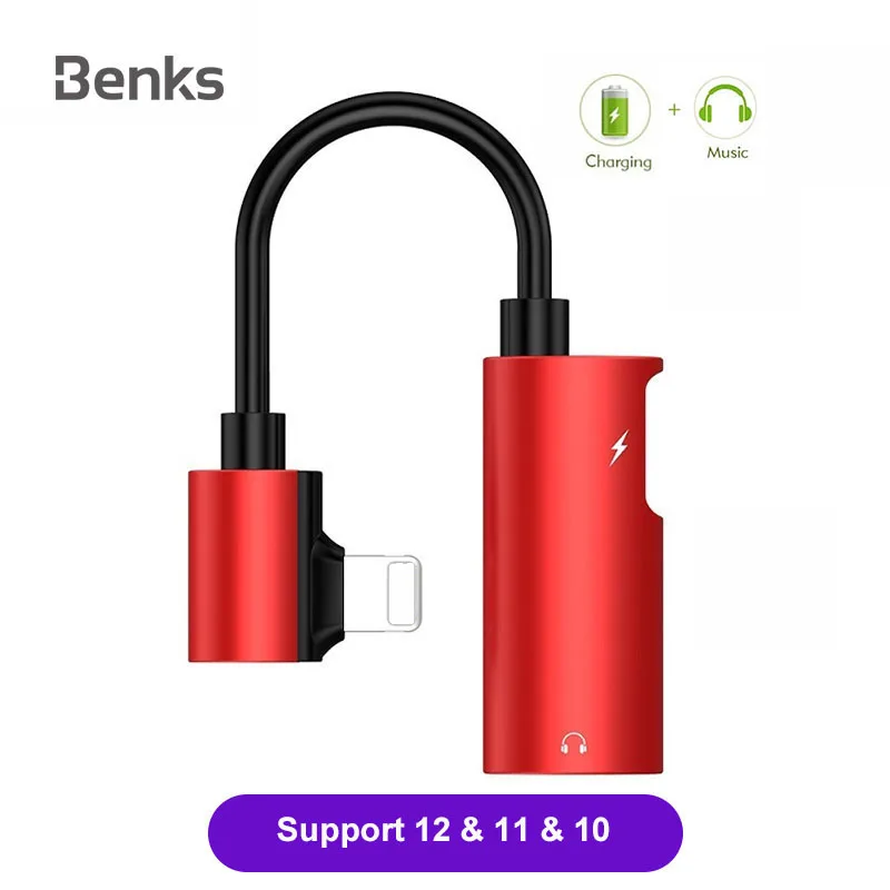 

Benks 3.5mm Audio Adapter For iPhone AUX Charging Converter Audio Splitter Cable Adapter For iPhone Xs Max Xs X 8 7 plus 6s 5s