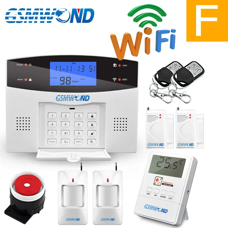 WiFi PSTN GSM сигнализация комплект домашняя сигнализация 433 МГц Беспроводная и Проводная Сигнализация хост дверь открытый датчик сигнализация приложение клавиатура Экран - Цвет: F
