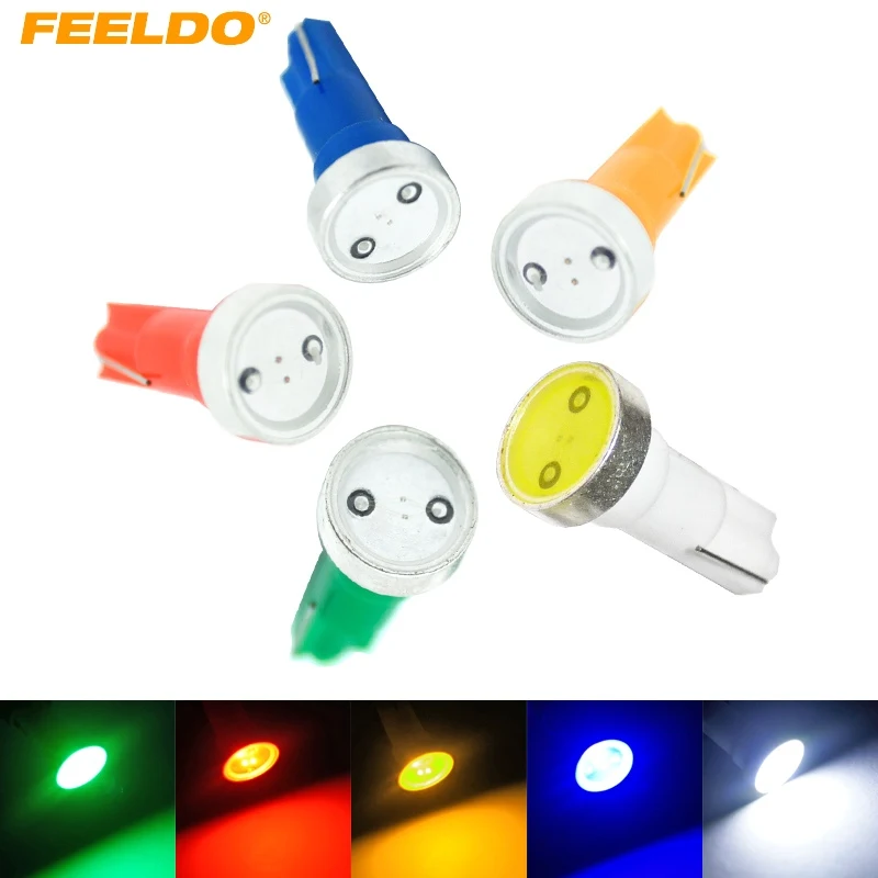 

FEELDO 50Pcs T5 Power 1W 1LED Car LED Light Wedge Dashboard Light License Plate Light White Red Blue Green Yellow #FD-3346