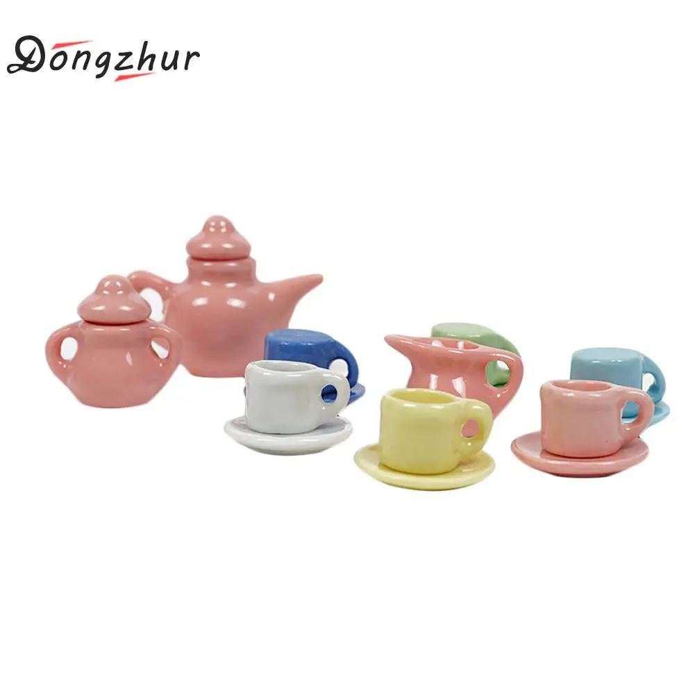 

Dongzhur Colorful Set 1: 12 Dollhouse Accessories Doll House Simulation Model Color Teapot Set Doll Living Room Decoration