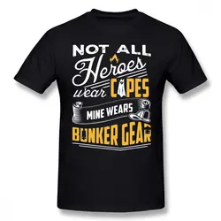Футболка пожарный мой герой носит Bunker gear футболка 100 хлопок оверсайз футболка забавная повседневная мужская футболка с принтом